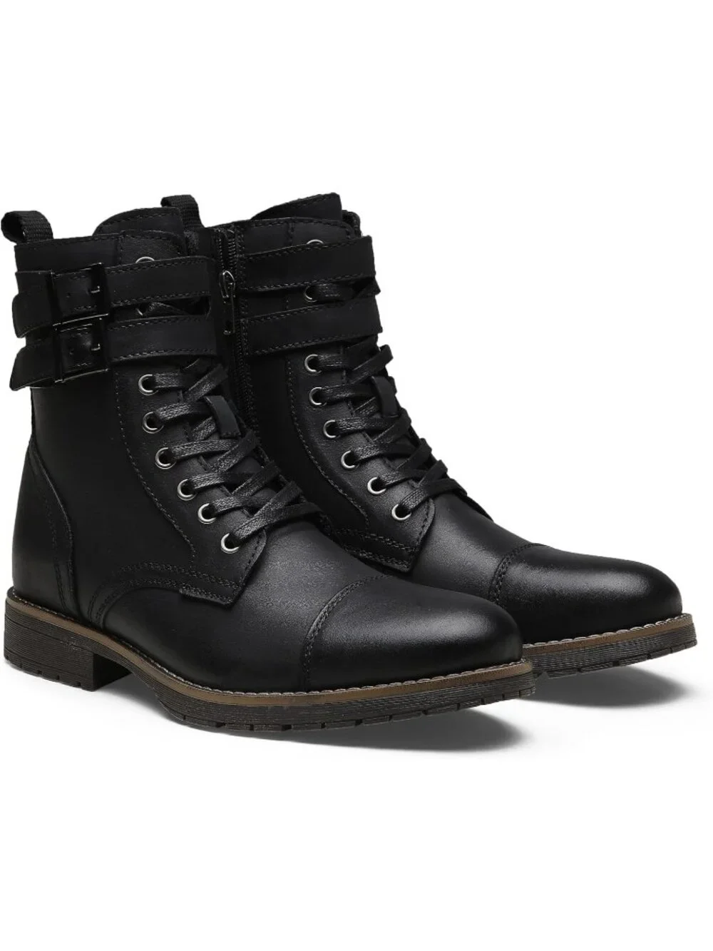 Men's Black2 Boot Motorcycle Casual Boots for Men Zipper Fashion Chukka Boot